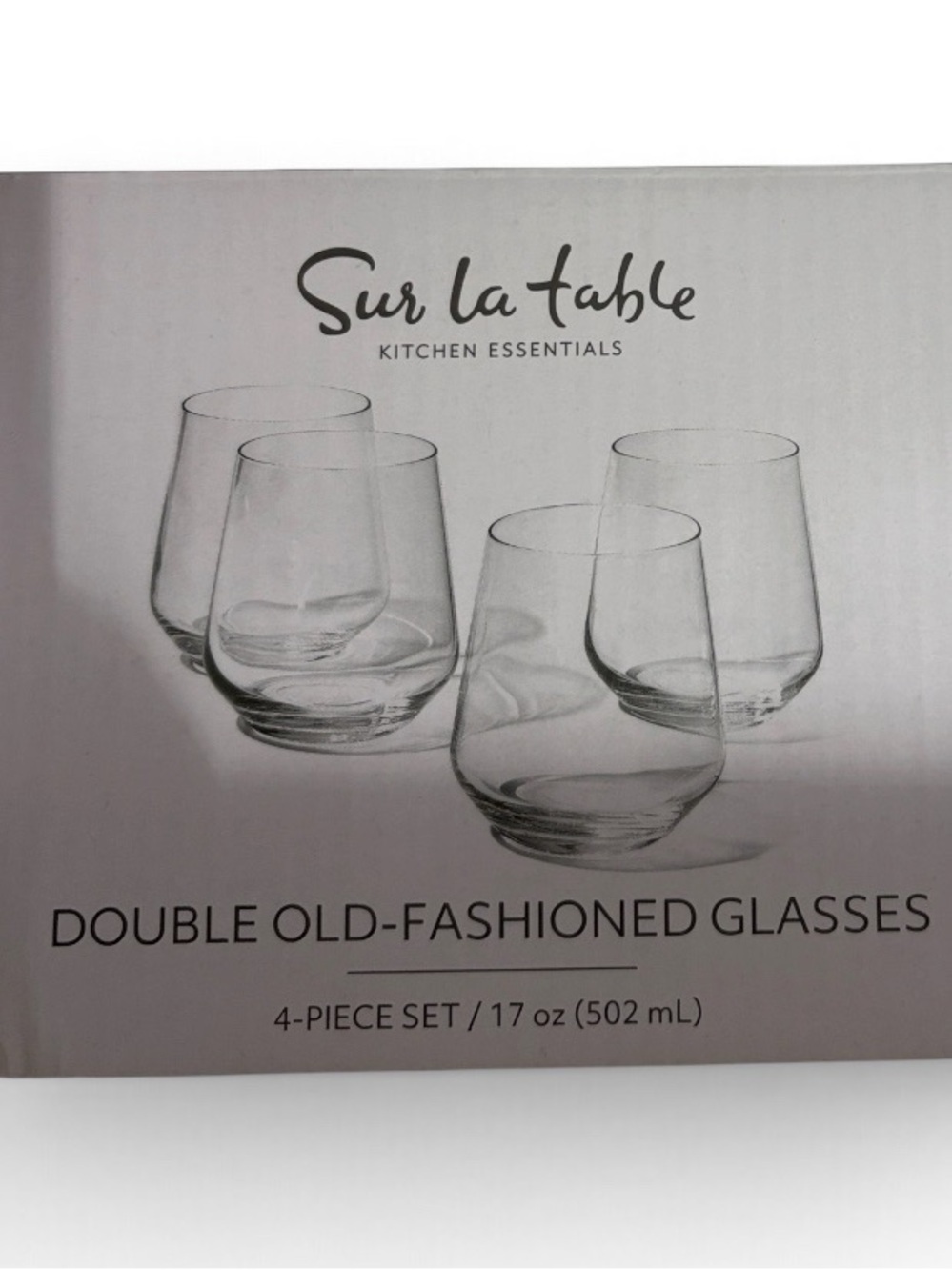 Sur La Table Double Old Fashioned Whiskey Glasses 17 oz Set of 4